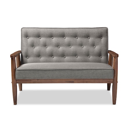 Baxton Studio Sorrento Grey Upholstered Wooden 2-seater Loveseat 122-6769